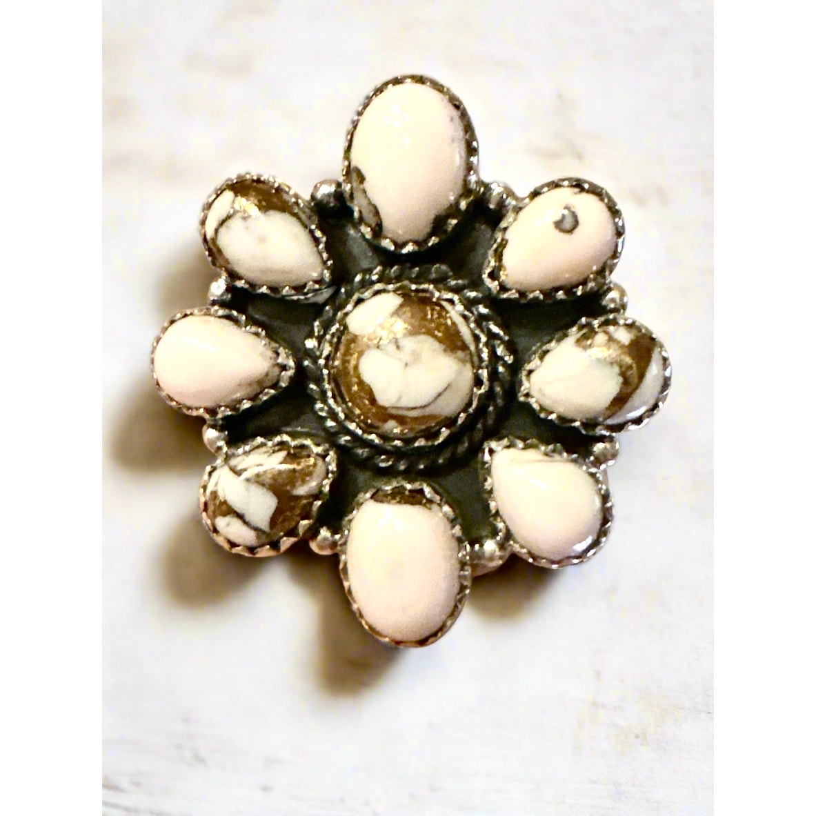 Angel Dahlia Turquoise Cluster Ring Adjustable 5-10