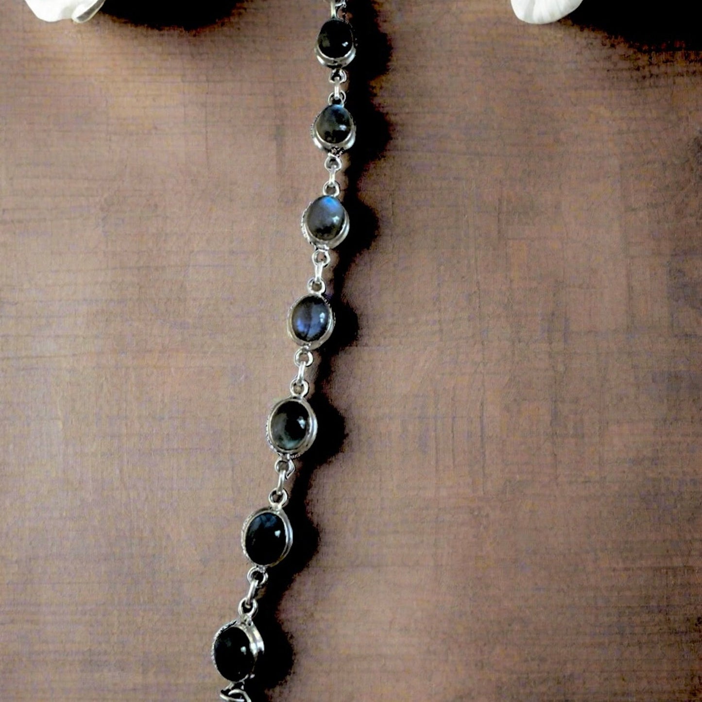 Labradorite & .925 Sterling Silver Bracelet Adjustable 6-7.5”