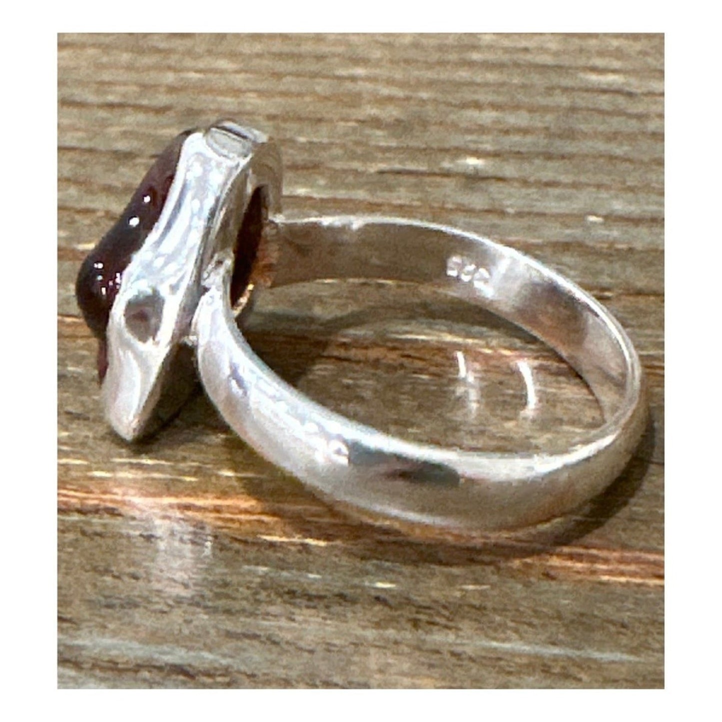 Natural Custom Made Amber .925 Ring Size 7.25