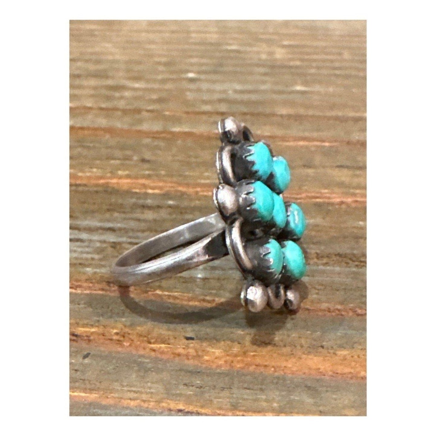Vintage Native American Snake Eyes Turquoise Ring Size 5.5 Zuni