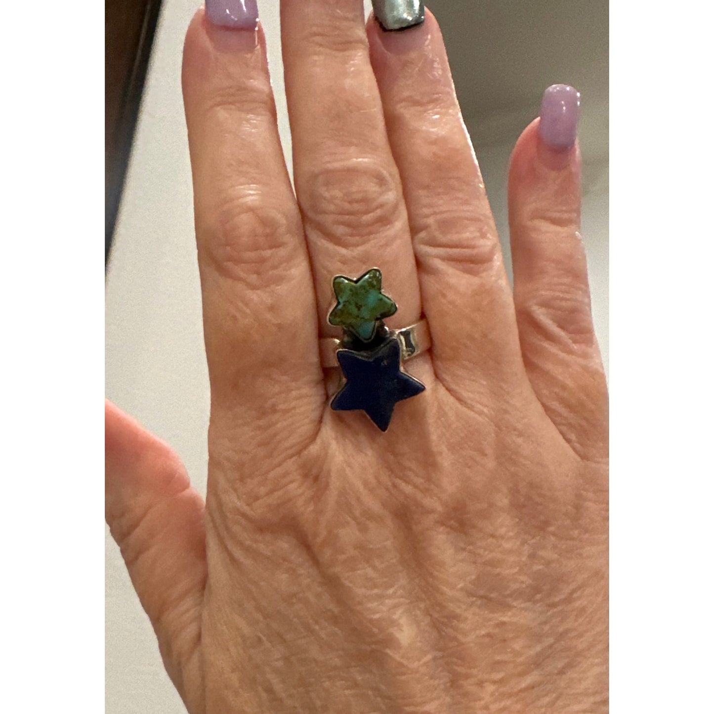 Lapis Lazuli | Sonoran Gold Turquoise| Celestial Star Ring | Adjustable