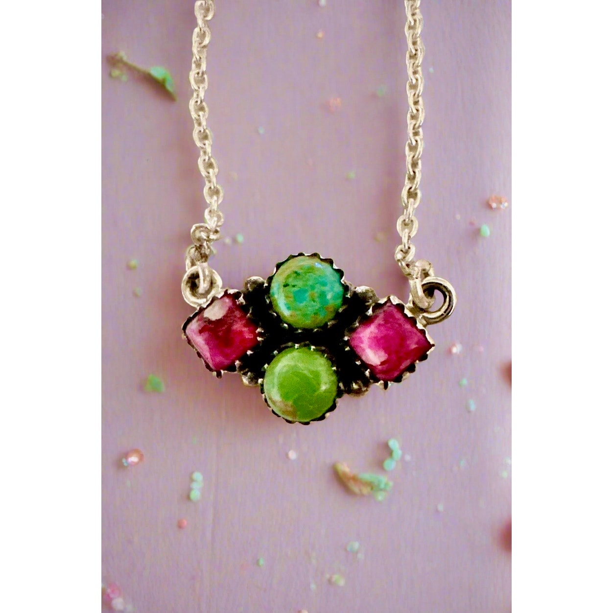 Sonoran Gold Turquoise | Pink Spiny Oyster | Sterling | 18” Necklace Adjustable