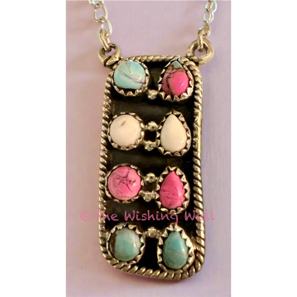 Cotton Candy Turquoise | Bar Necklace | 925 Sterling Size 18-20”