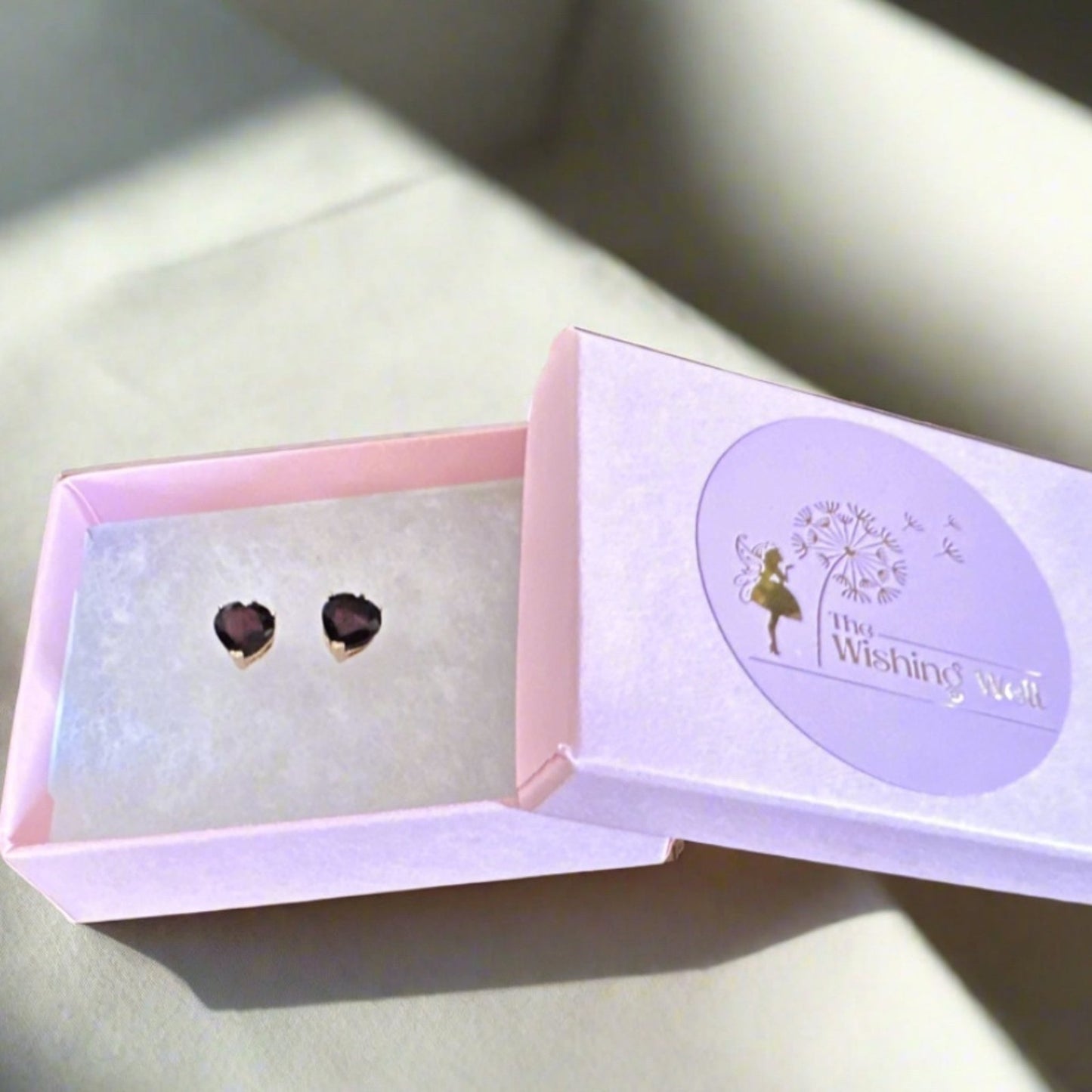 10k Solid Gold 2.30 Carat Garnet Heart Shaped Earrings