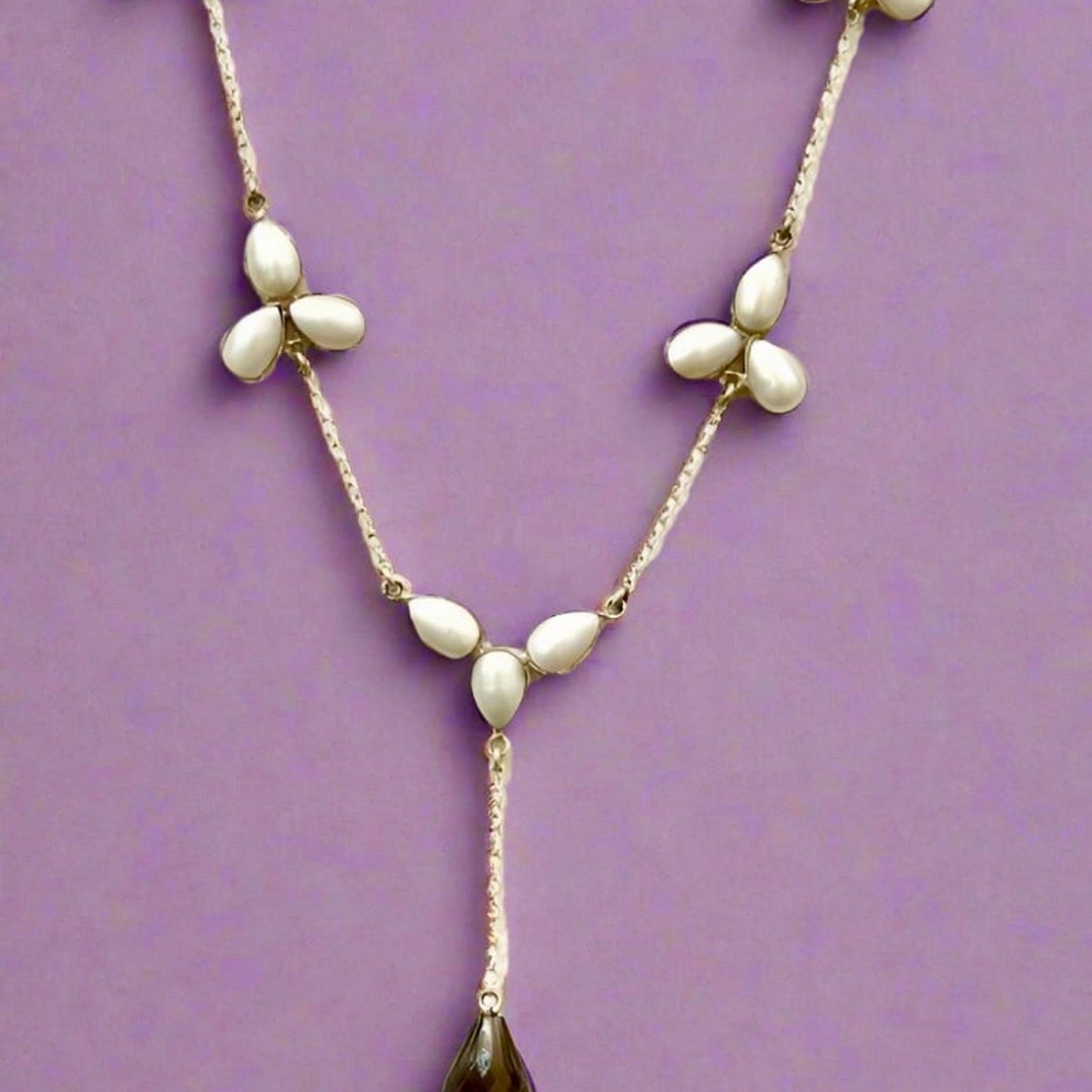 Pearl and Smoky Quartz Drop Necklace