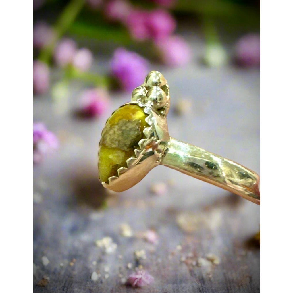 Green Minimalist | Sonoran Gold Turquoise | Ring | 925 Sterling | Size 8.25