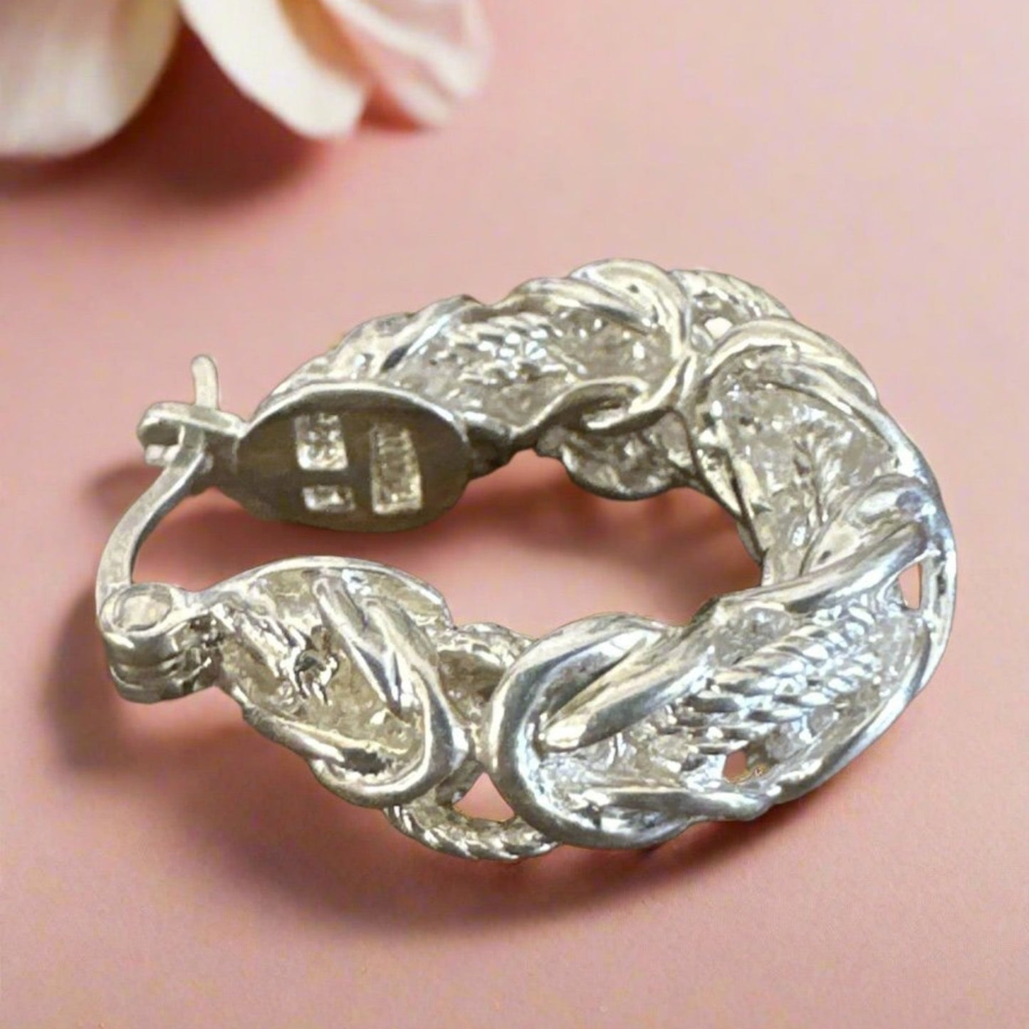 Vintage Sterling Silver Hoop Huggies Earrings