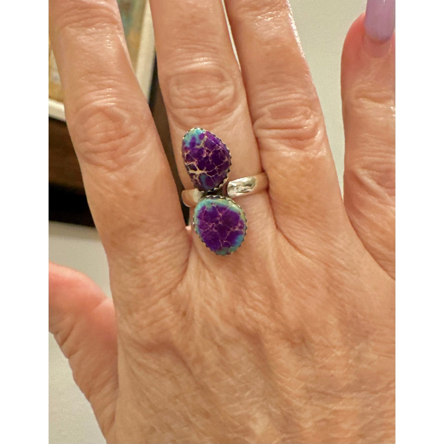 Purple Sea Sediment Jasper | 925 Sterling Silver Ring | Adjustable 4-9