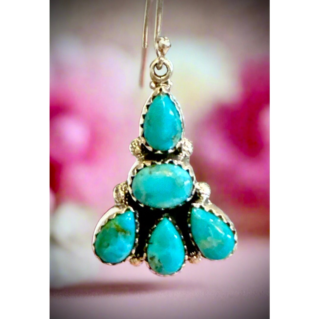 Sonoran Gold Turquoise Teardrop Dangle Earrings 1.5” Long