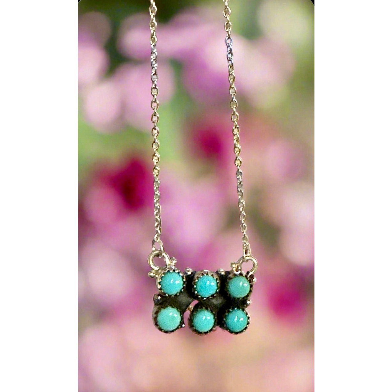 Double Row Snake Eyes Kingman Bar Necklace 18-20”