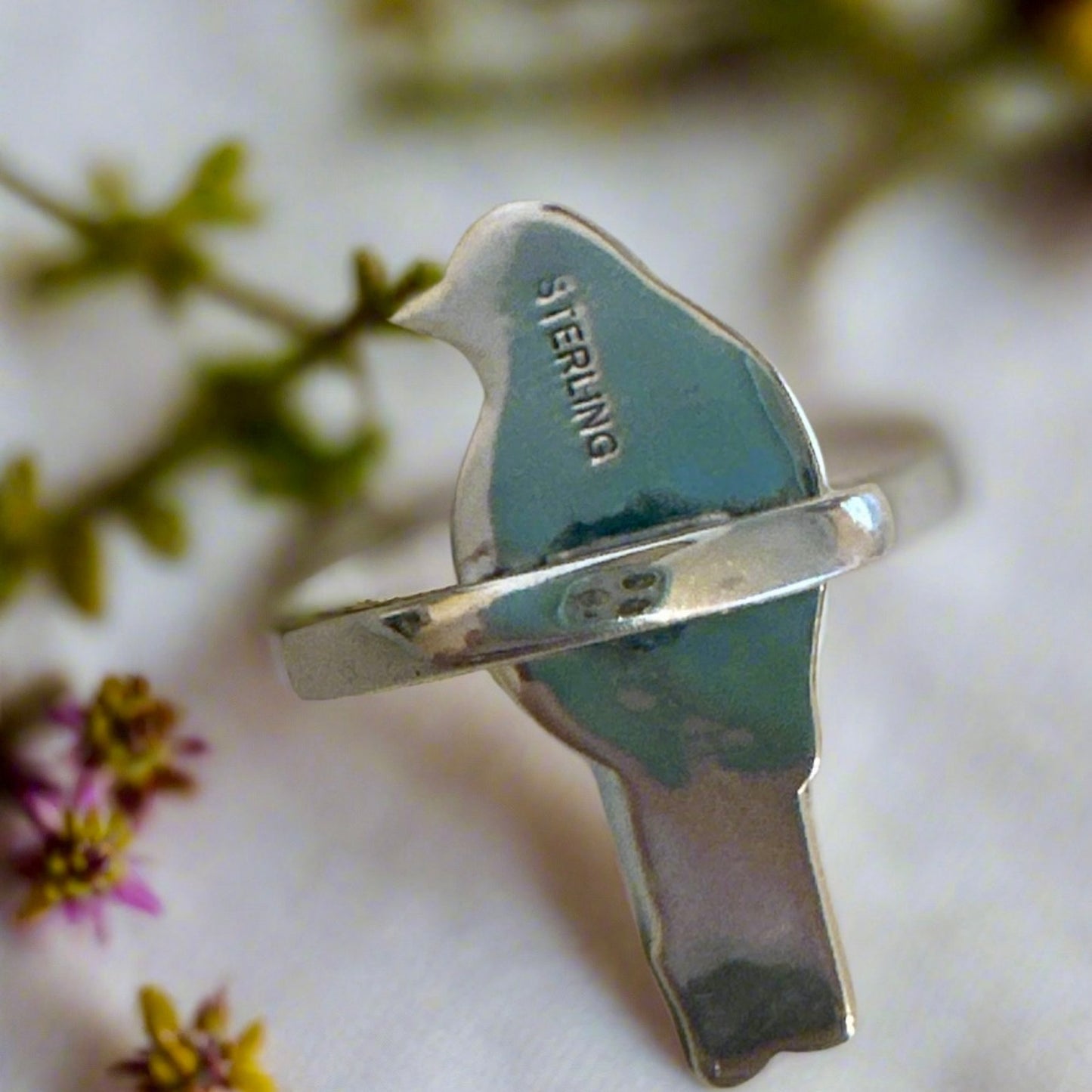 Pink Conch Bird Dove Sterling Silver southwestern Ring Size 7