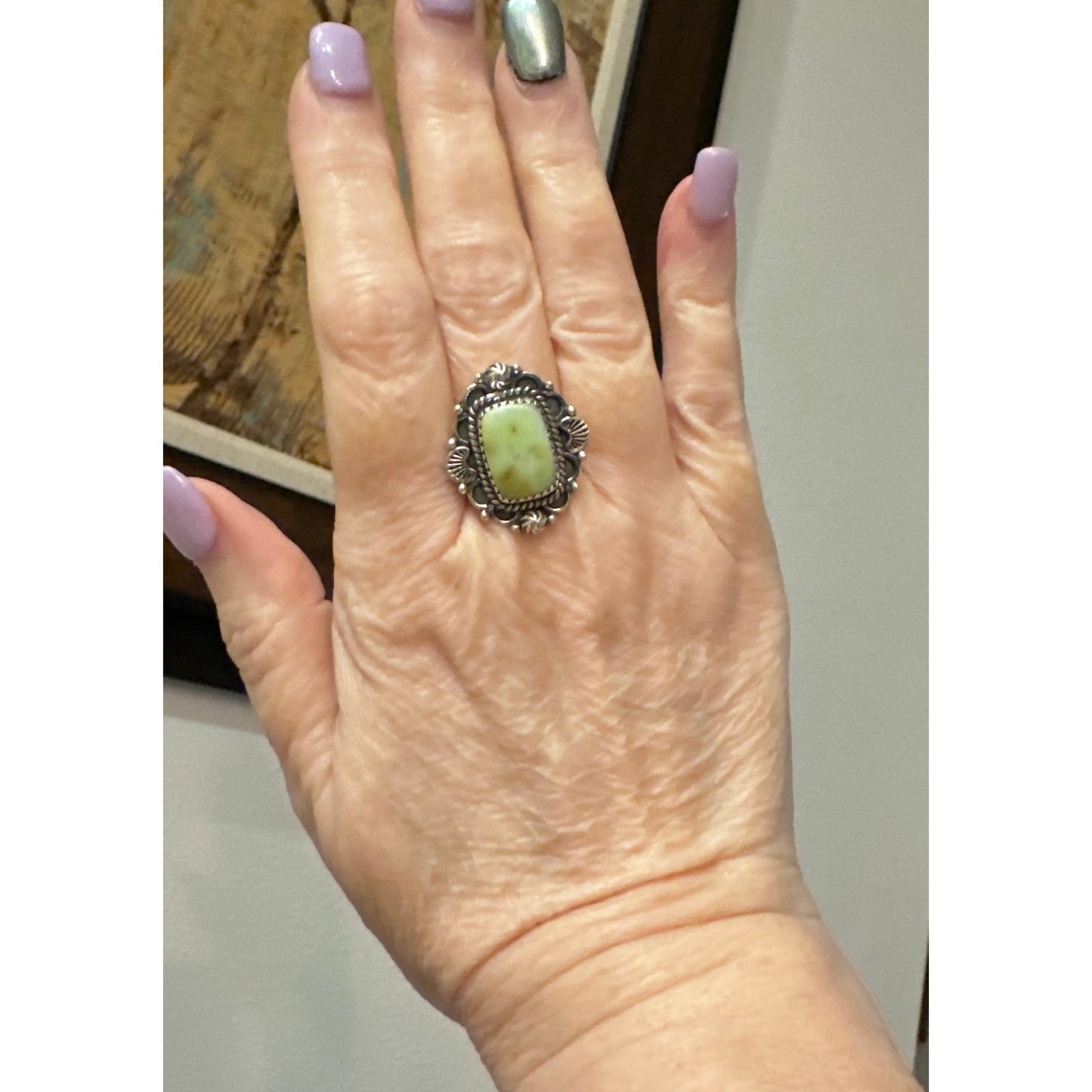 Palomino Turquoise Ring | Square Cut Gem | .925 Sterling Silver | Adjustable 5–11
