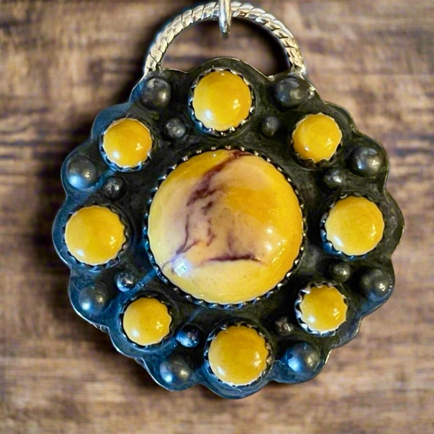 Australian Mookaite Oxidized Southwestern Pendant 1.25”