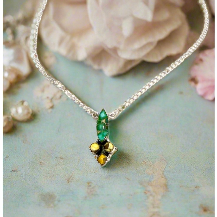 Sonoran Gold Turquoise | Honey Dahlia | Sterling Silver Necklace 18-20”