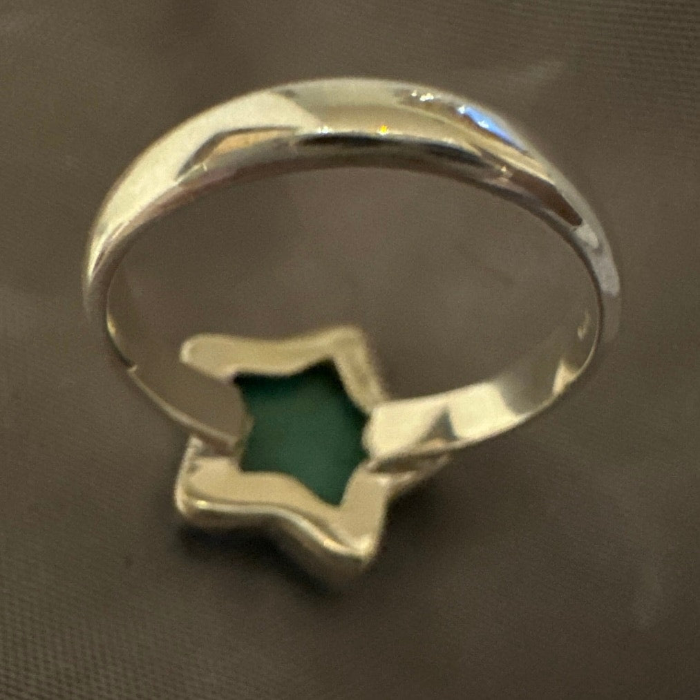 Turquoise Celestial Star Sterling Silver Ring Size 9