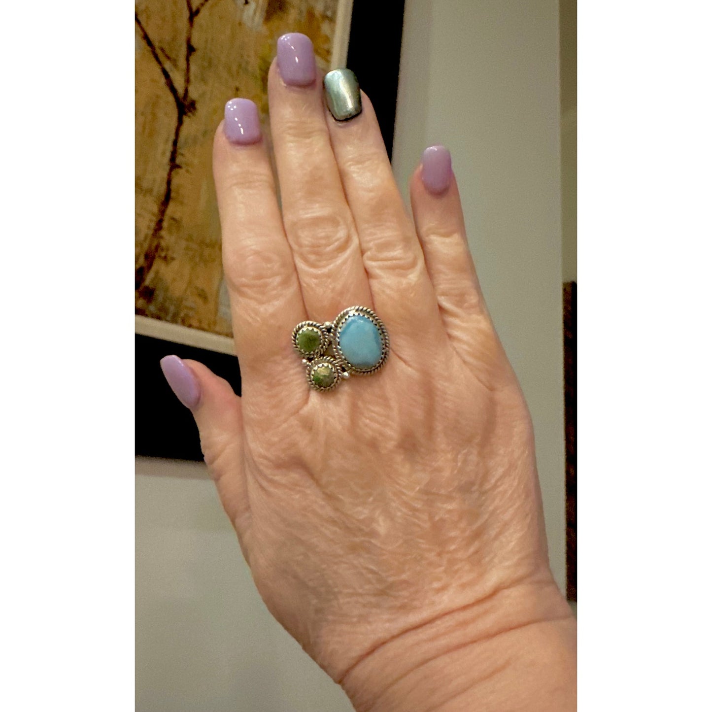 Golden Hills & Sonoran Gold Turquoise Sterling Silver Ring Size 6-10 Adjustable