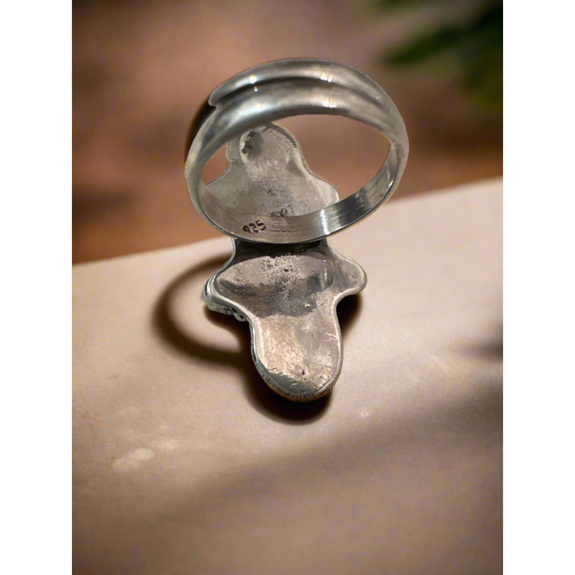 Coral Southwestern Sterling Silver Ring Adjustable Size 5-12