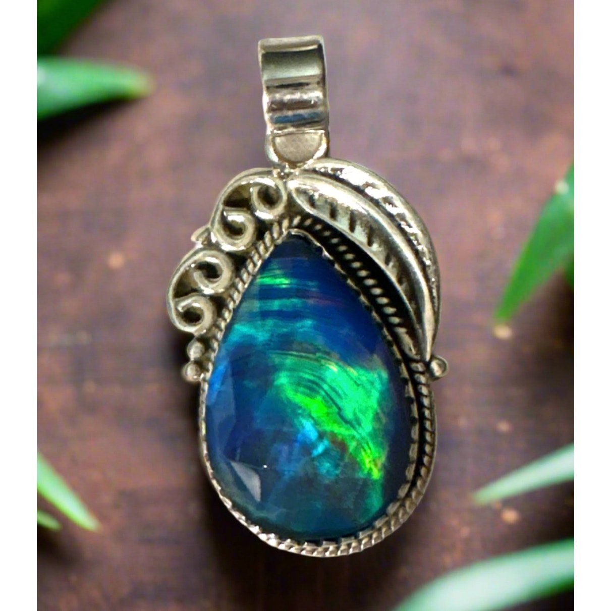 Aurora Opal | Sterling 925 | Teardrop Pendant