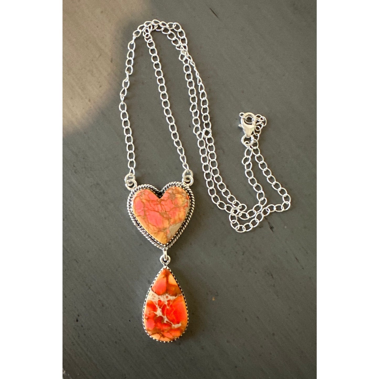 Orange Sea Sediment Jasper | Statement Boho Necklace | 925