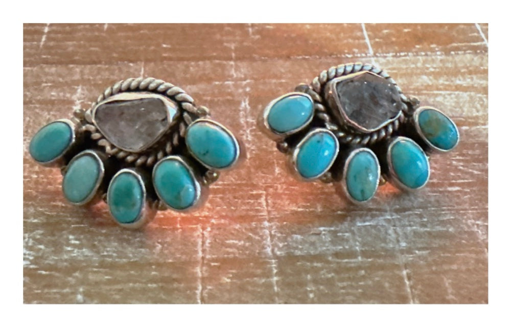 Herkimer Diamond & Turquoise Earrings