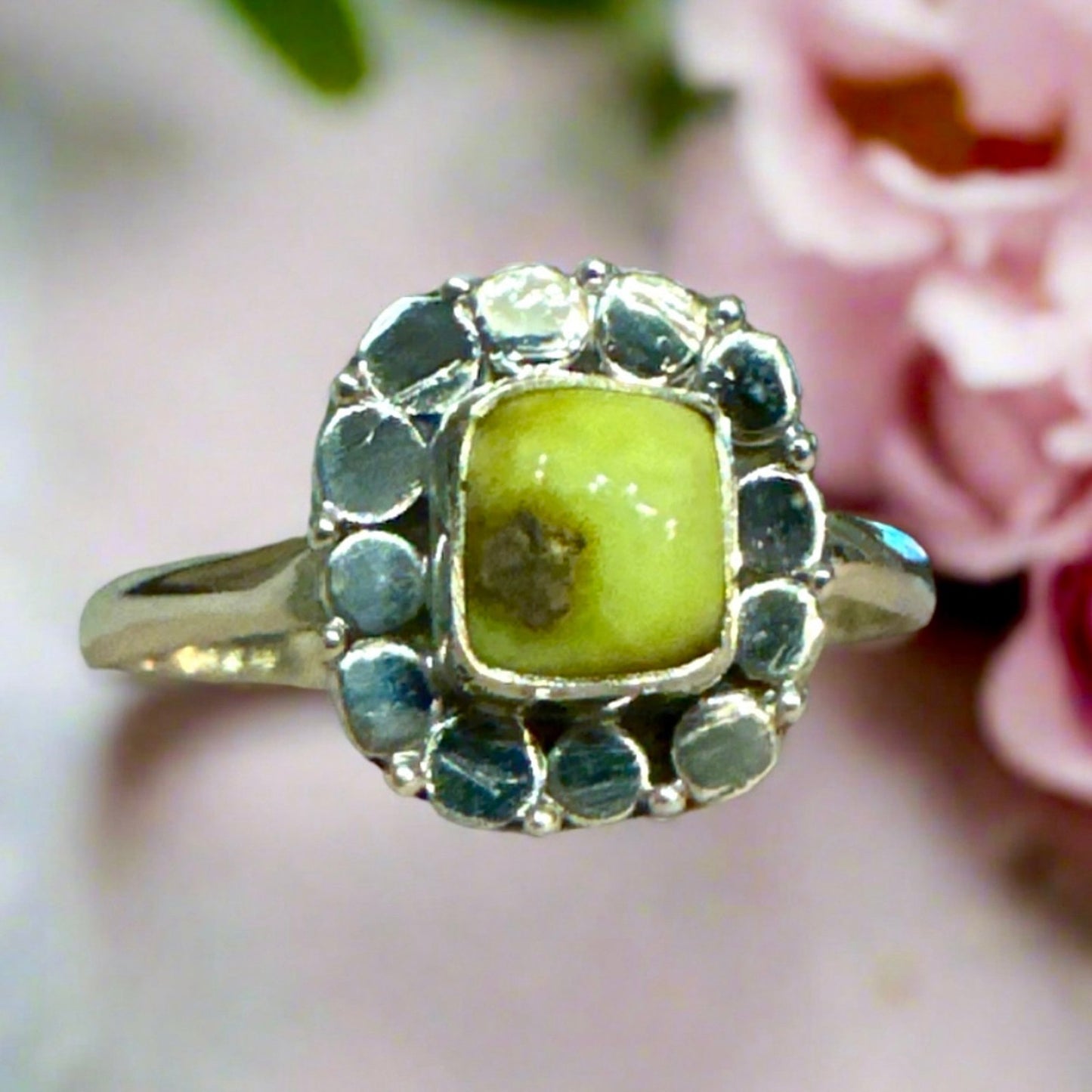 Palomino Turquoise Sterling Silver Dainty Square Ring Size 10