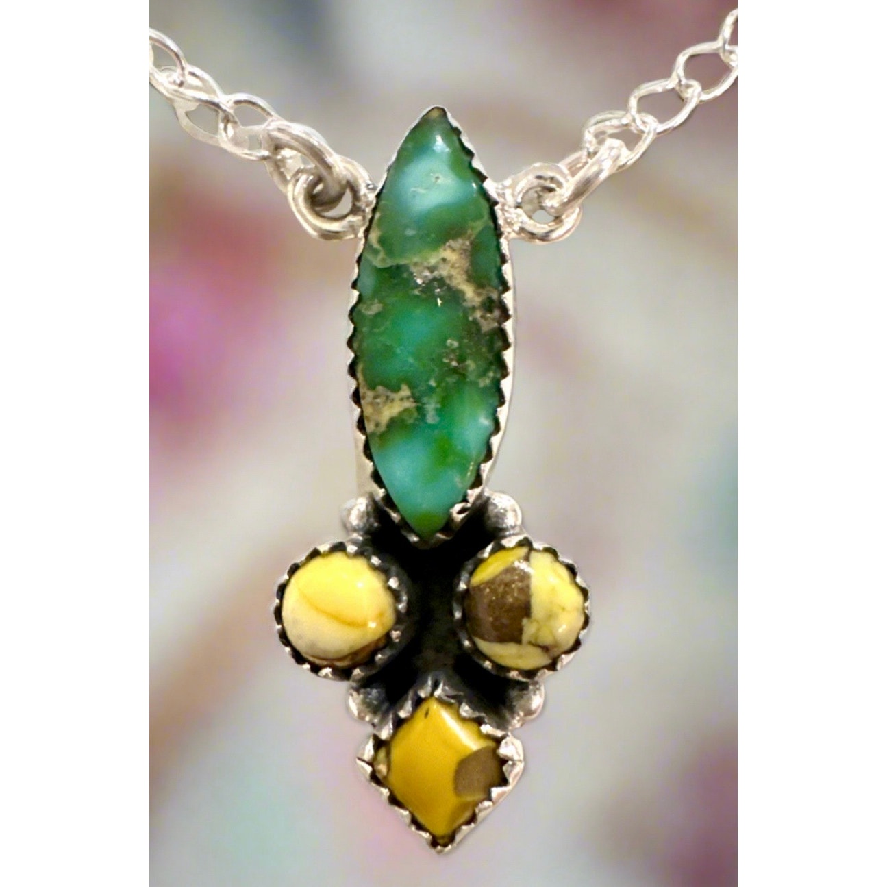 Sonoran Gold Turquoise | Honey Dahlia | Sterling Silver Necklace 18-20”