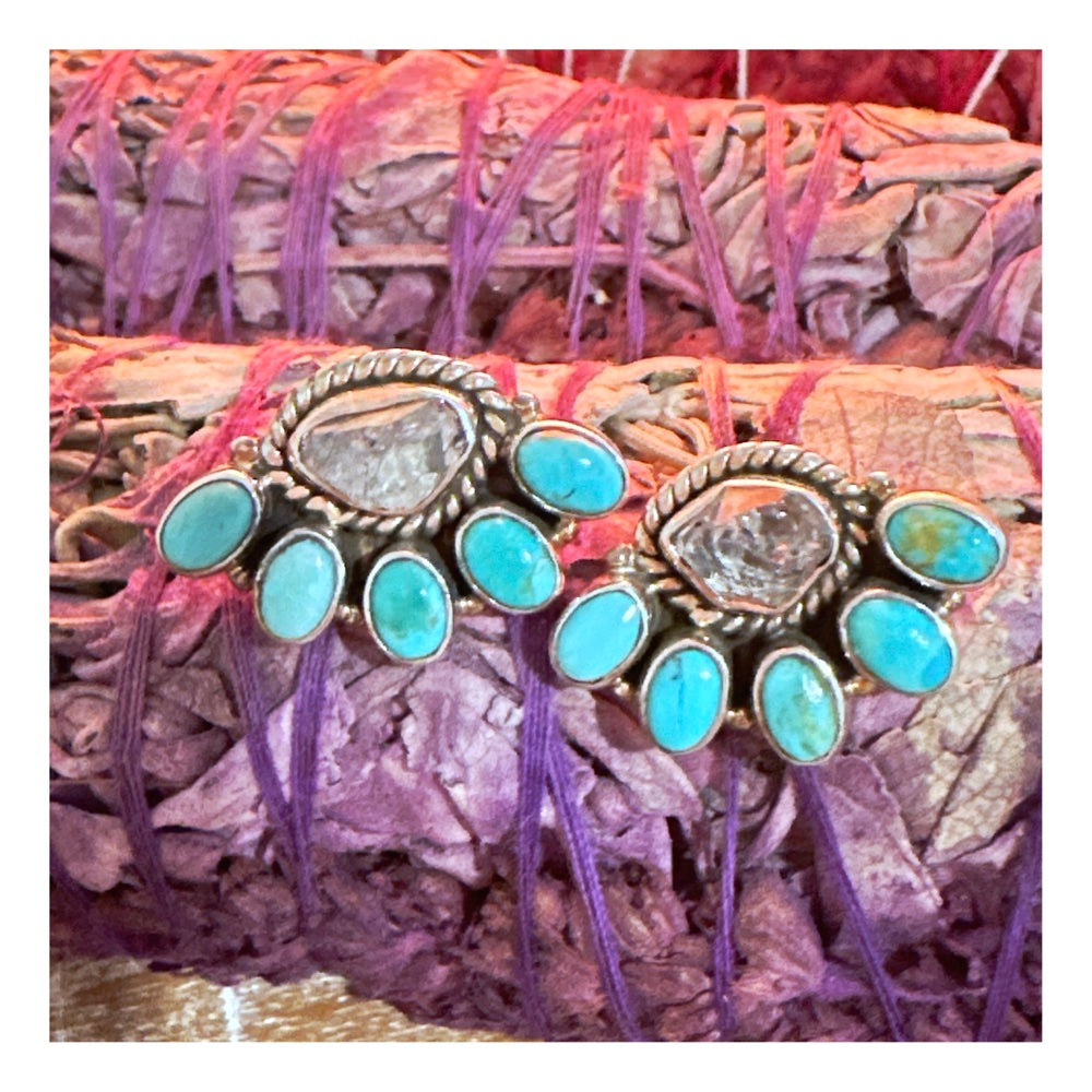 Herkimer Diamond & Turquoise Earrings