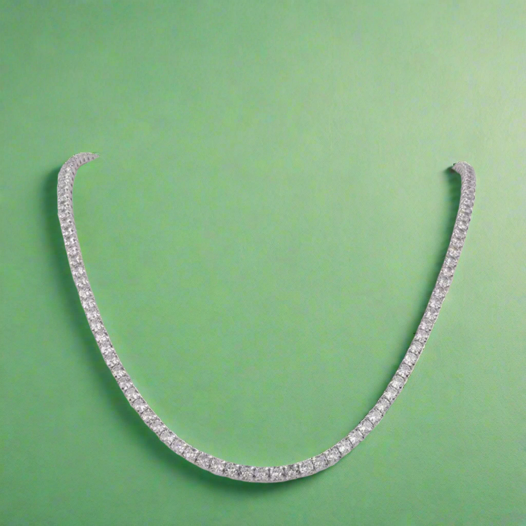 18" CZ Tennis Necklace 925 Solid Silver 3mm