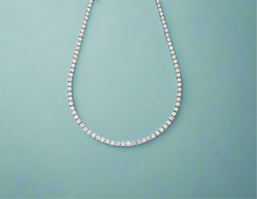 18" CZ Tennis Necklace 925 Solid Silver 3mm