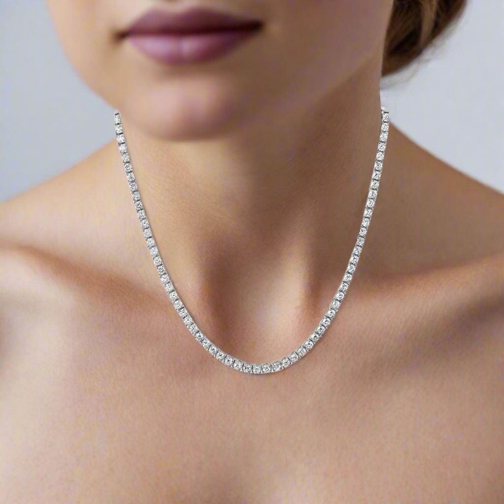 18" CZ Tennis Necklace 925 Solid Silver 3mm