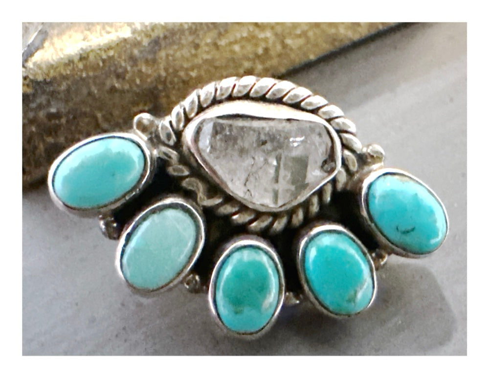 Herkimer Diamond & Turquoise Earrings