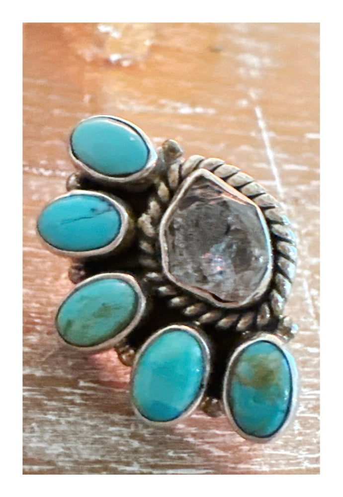 Herkimer Diamond & Turquoise Earrings