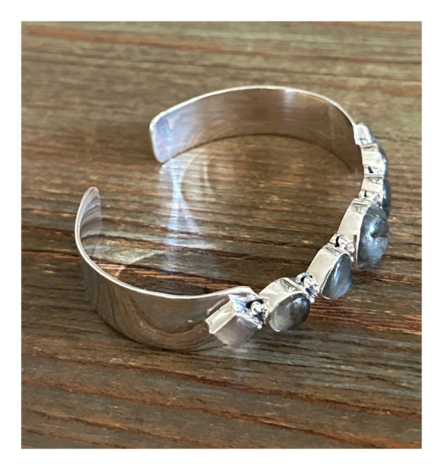 Natural Labrodorite.925 Sterling silver Adjustsble Cuff Bracelet 50 Grams