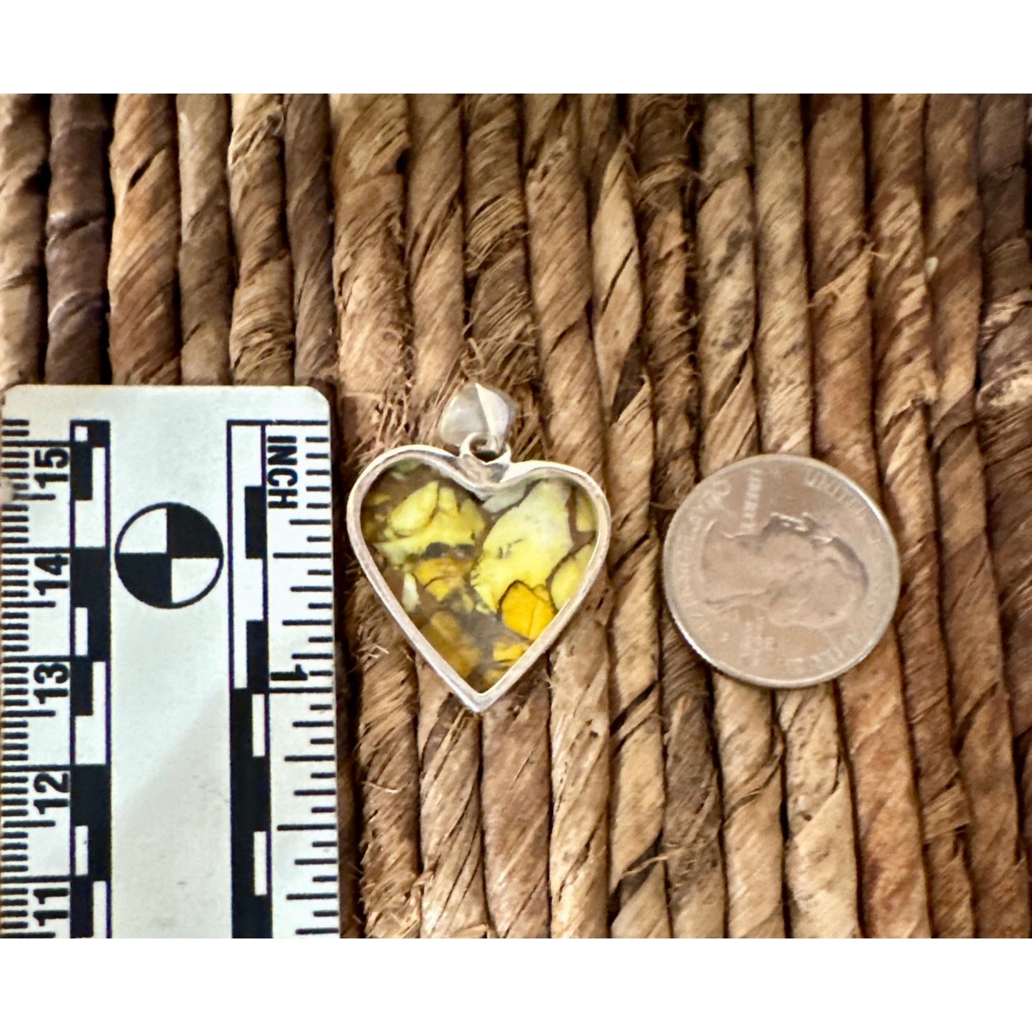 Honey Dahlia Turquoise Heart Douthwestern Pendant Sterling Silver