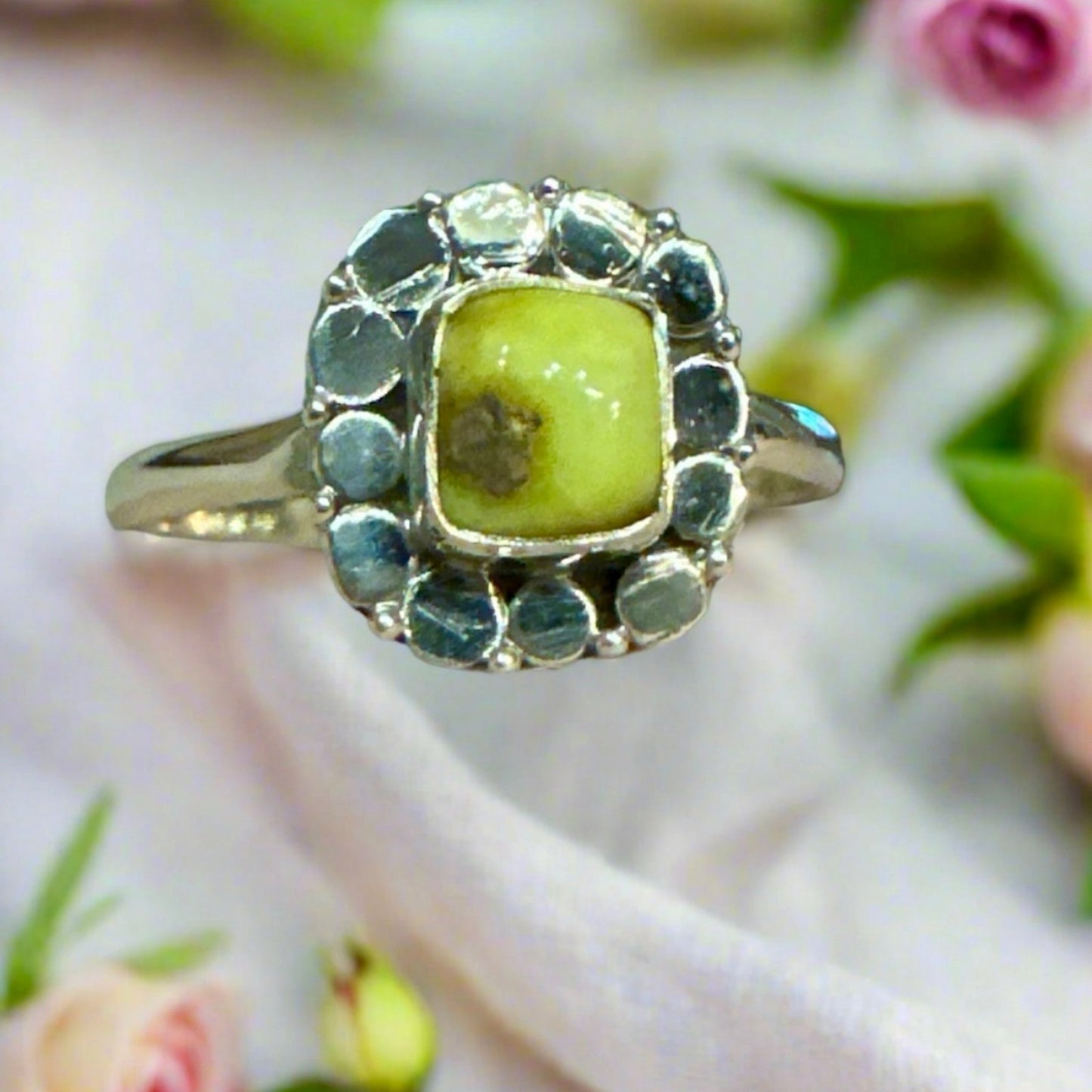 Palomino Turquoise Sterling Silver Dainty Square Ring Size 10