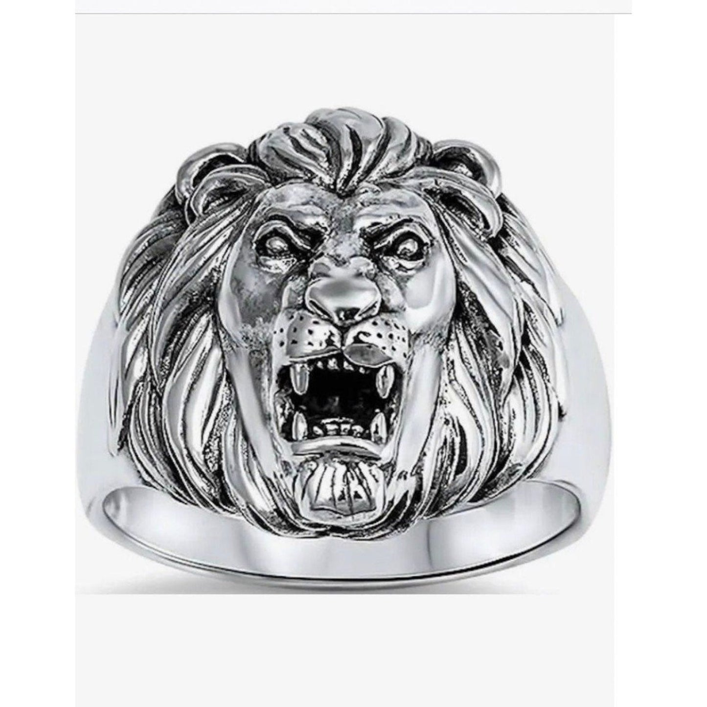 Mens/Unisex Lion Head .925 Sterling Silver Ring sizes 7-13