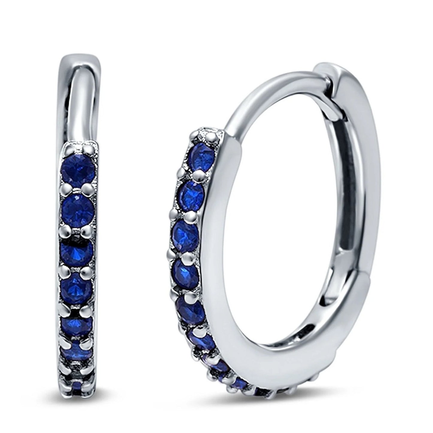 Half Eternity Hoop Earrings Round Simulated Gemstone 925 Sterling Silver