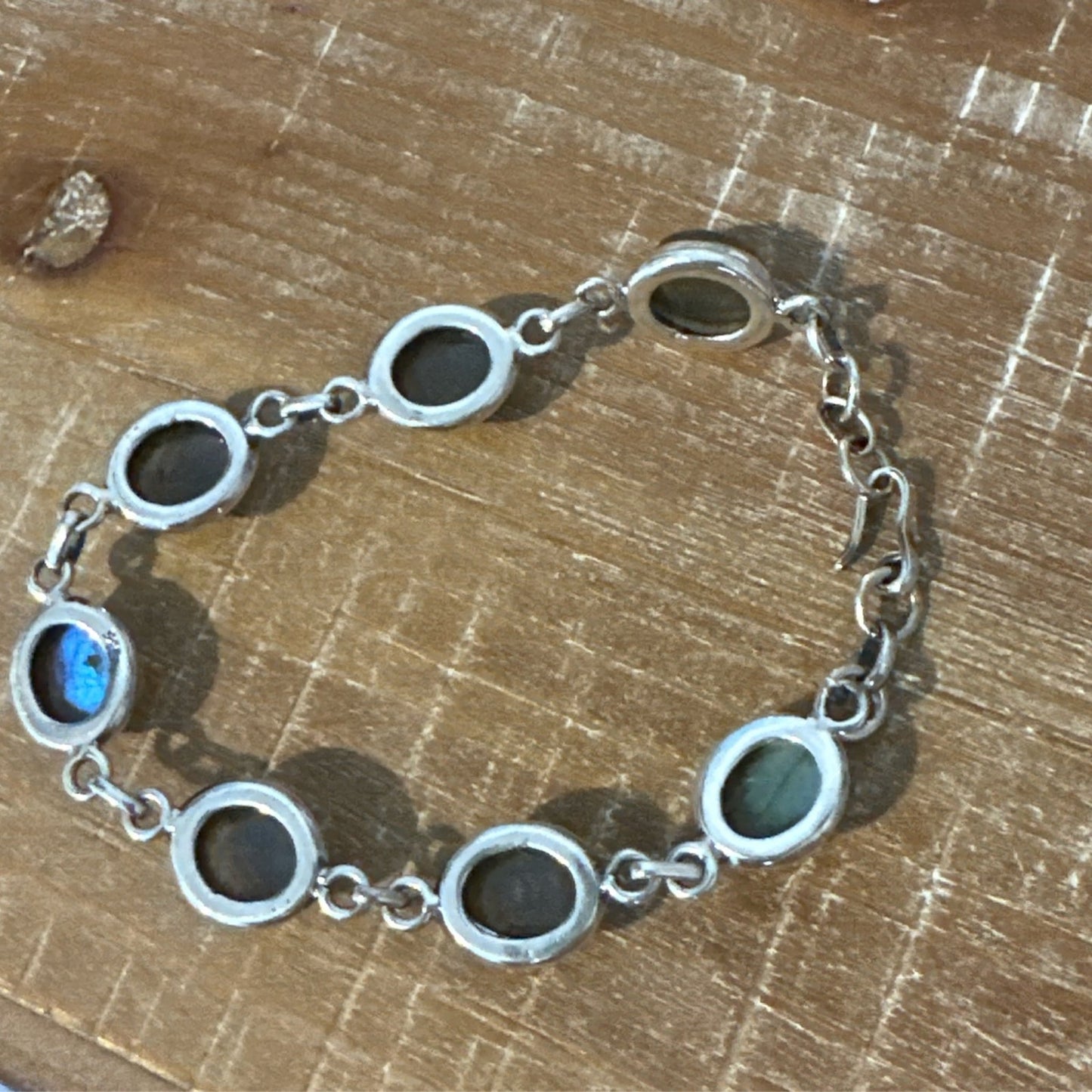 Labradorite & .925 Sterling Silver Bracelet Adjustable 6-7.5”