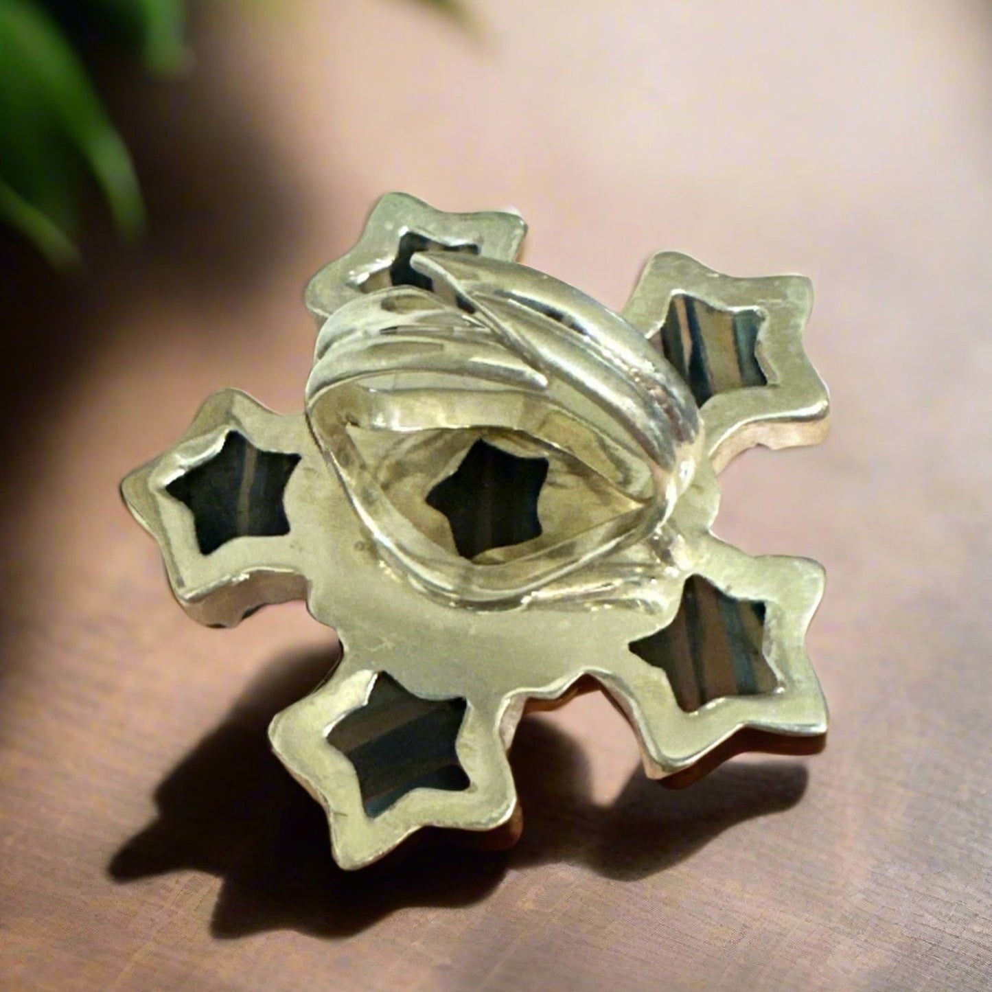 Surfite Star Burst Huge Statement Ring Sterling Silver Adjustable