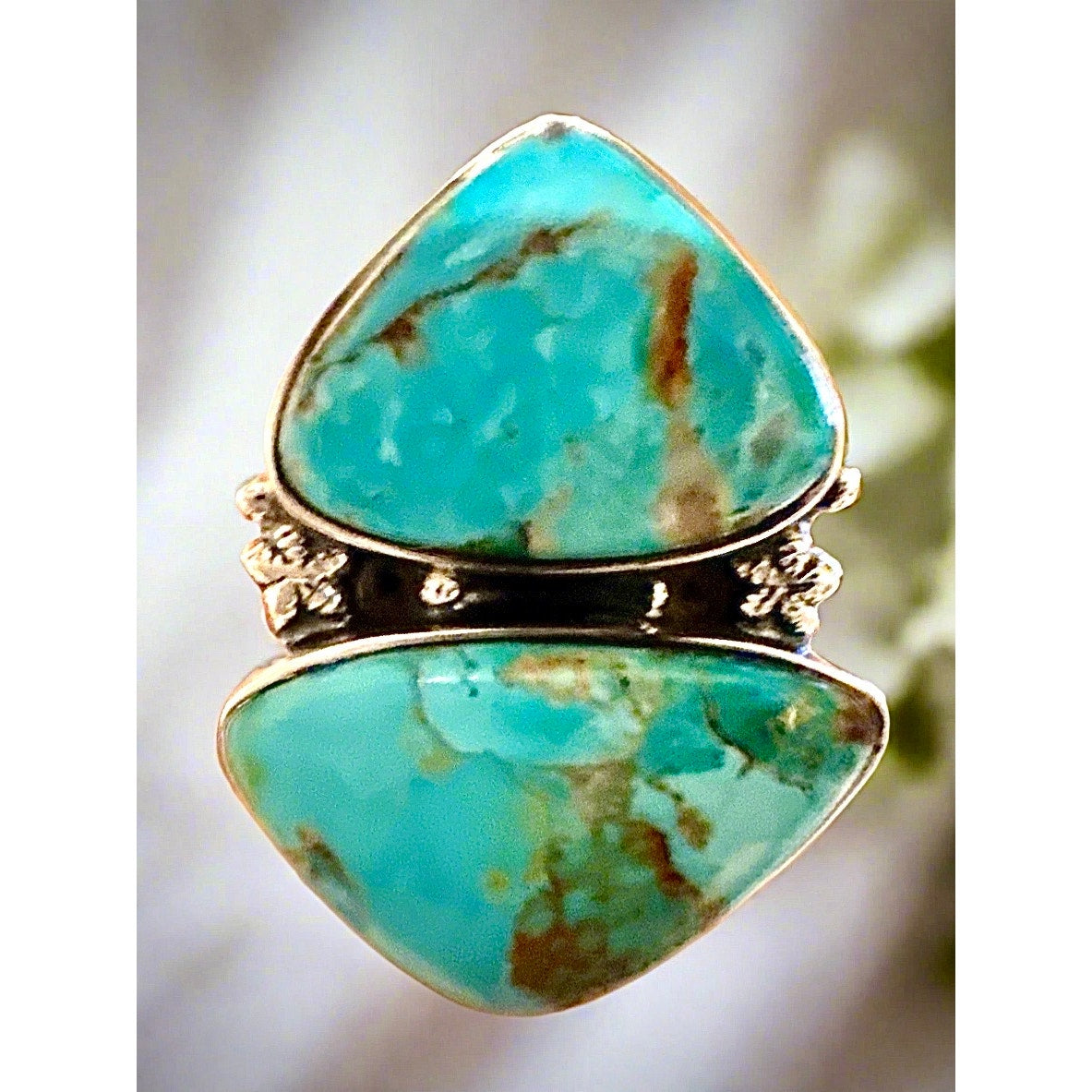 Mojave Turquoise Two Stone Southwestern Ring Size 7
