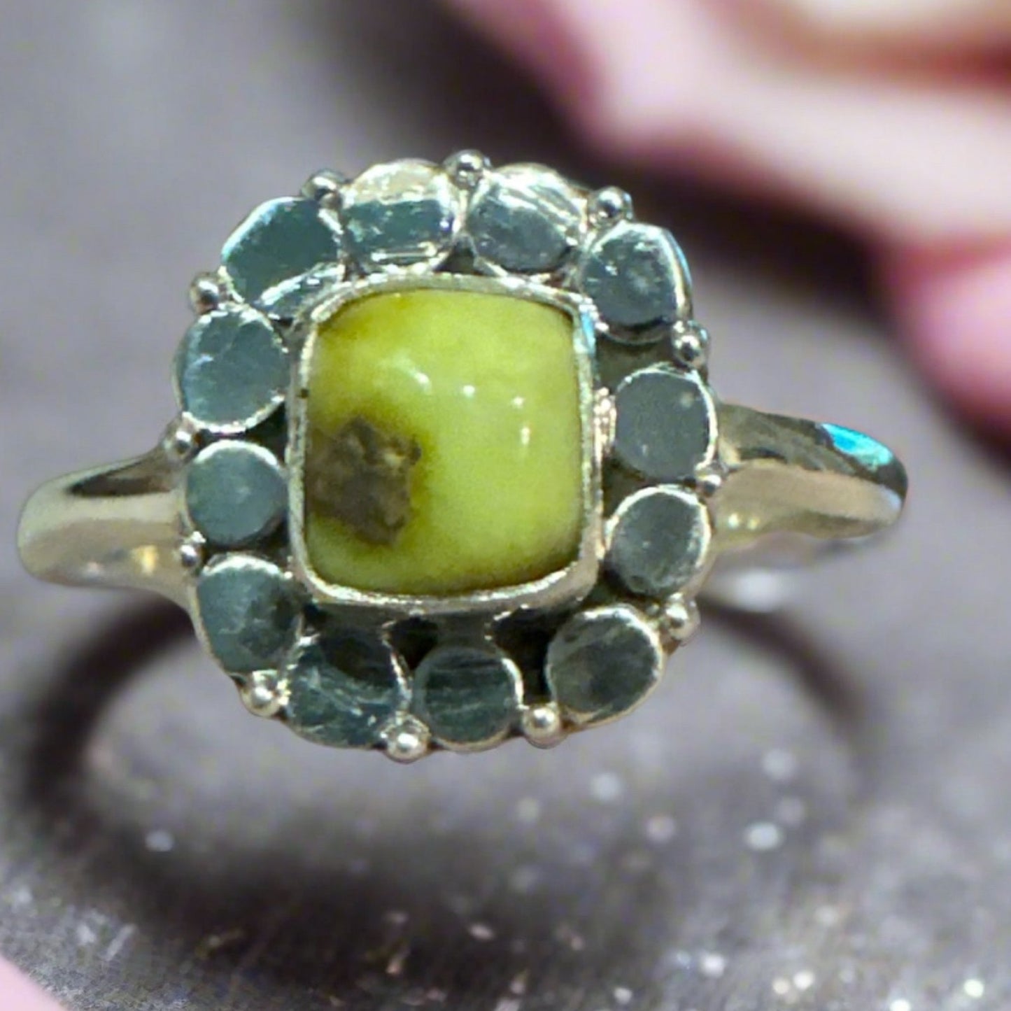 Palomino Turquoise Sterling Silver Dainty Square Ring Size 10