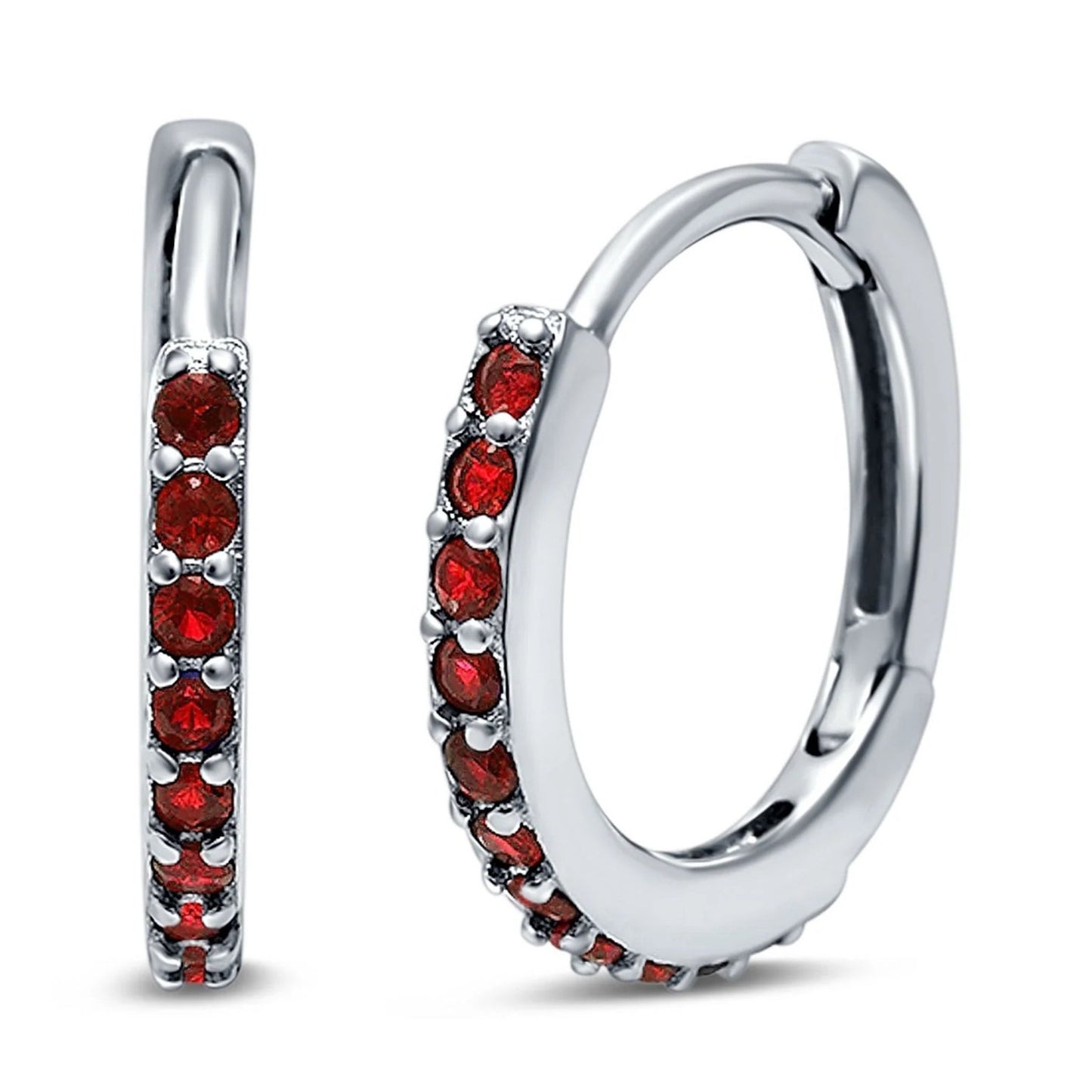 Half Eternity Hoop Earrings Round Simulated Gemstone 925 Sterling Silver