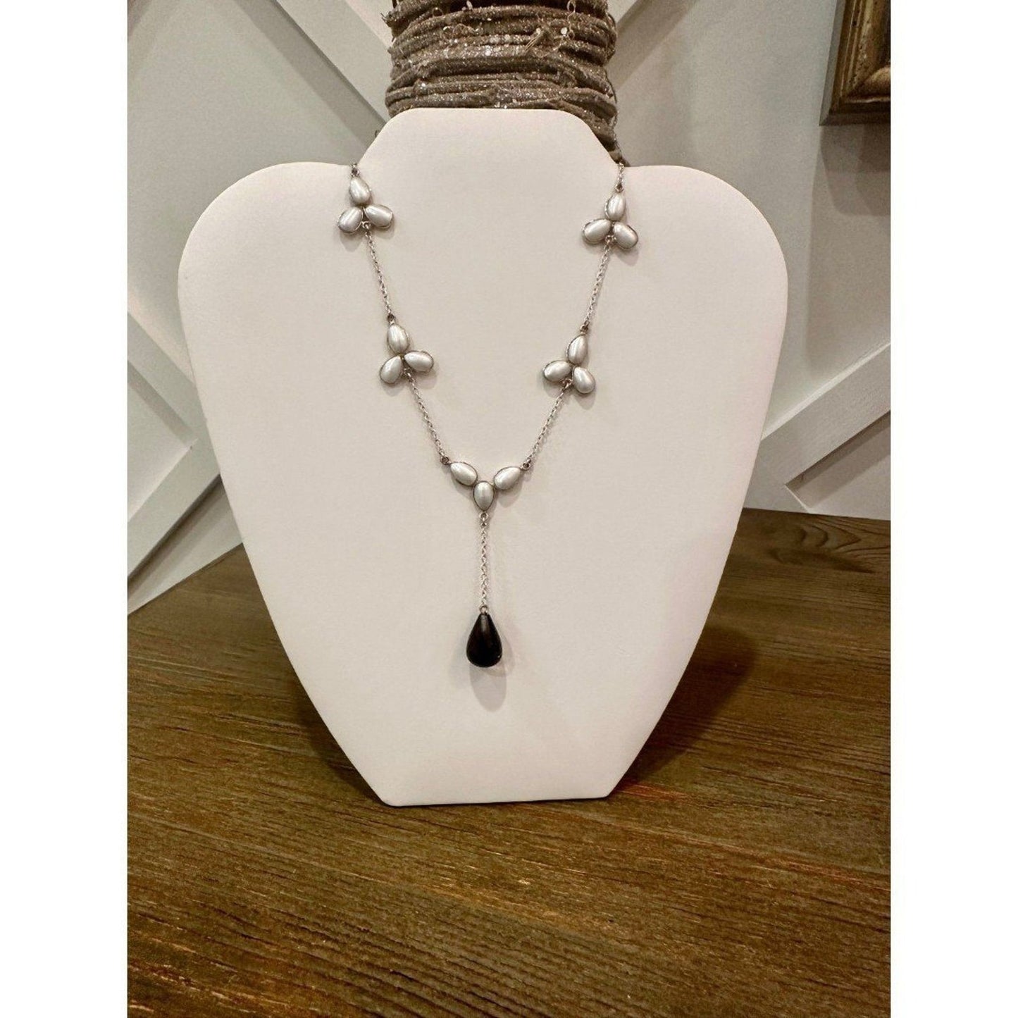 Pearl and Smoky Quartz Drop Necklace