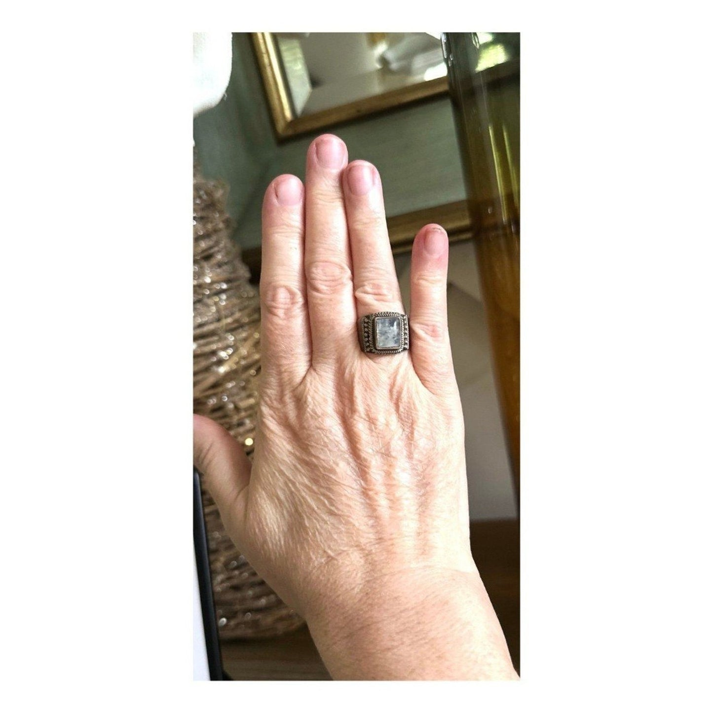 Vintage Moonstone Balli Style .925 Sterling Silver Ring Sz 8