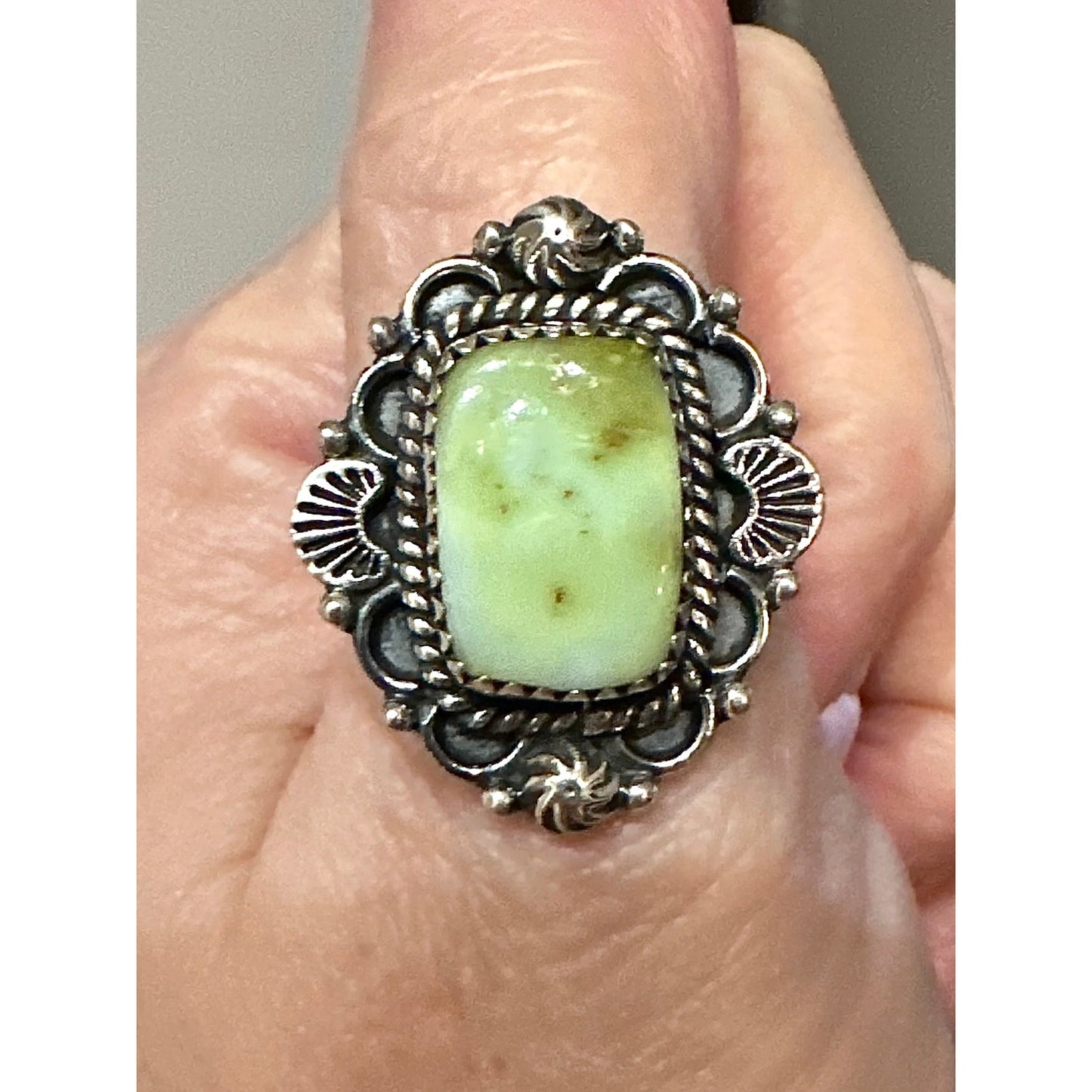 Palomino Turquoise Ring | Square Cut Gem | .925 Sterling Silver | Adjustable 5–11