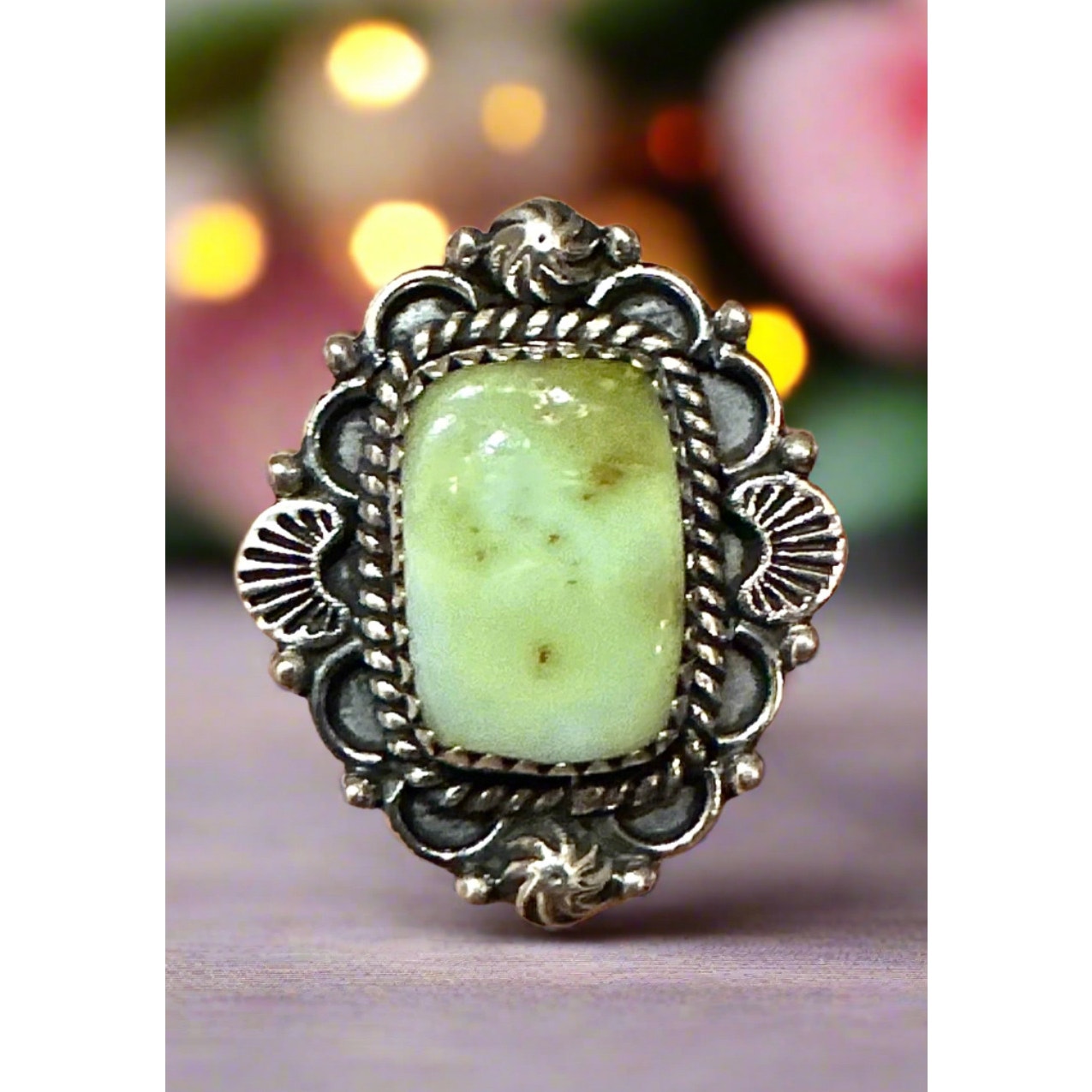 Palomino Turquoise Ring | Square Cut Gem | .925 Sterling Silver | Adjustable 5–11