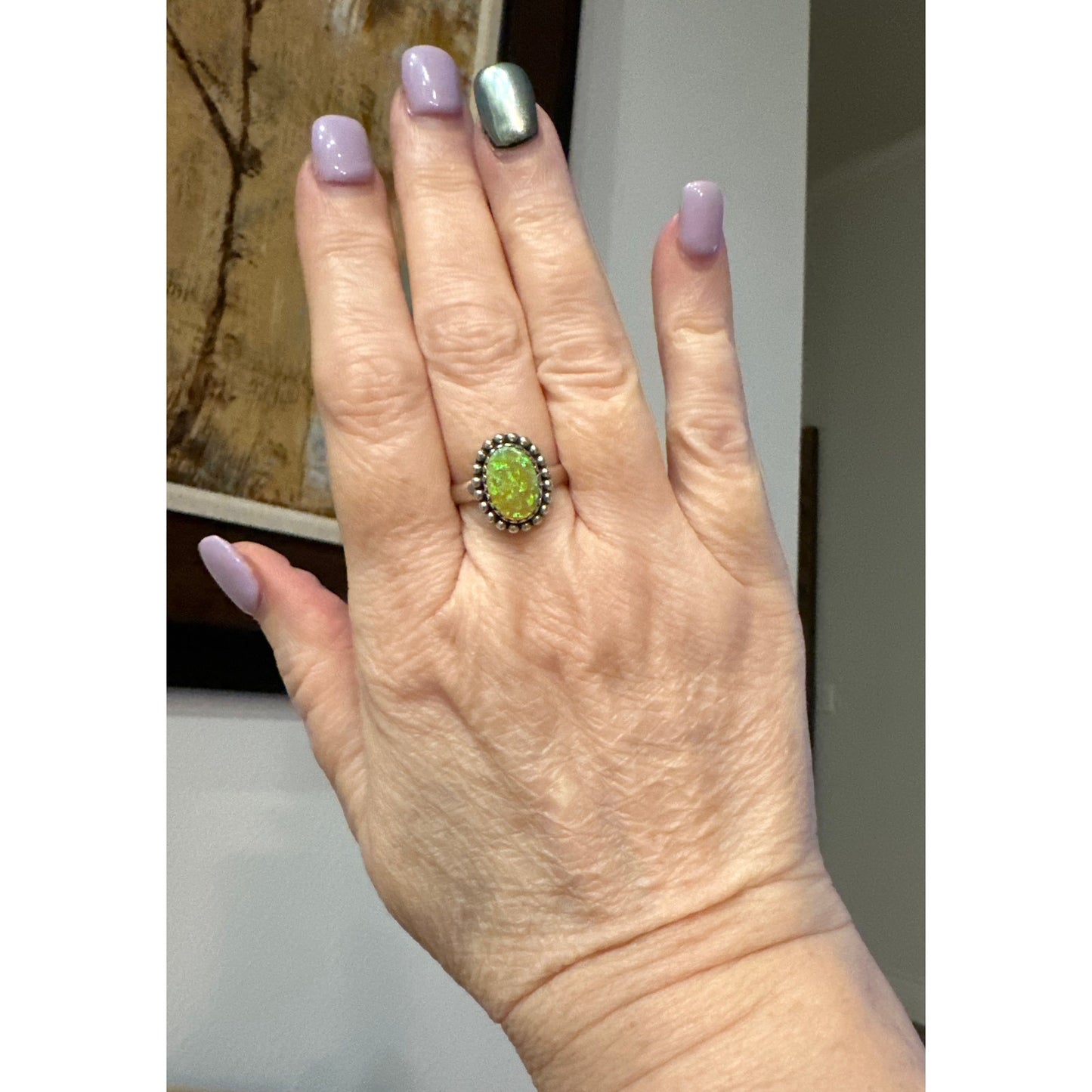 Australian Triplet Oval Opal Southwestern Ring Size 7