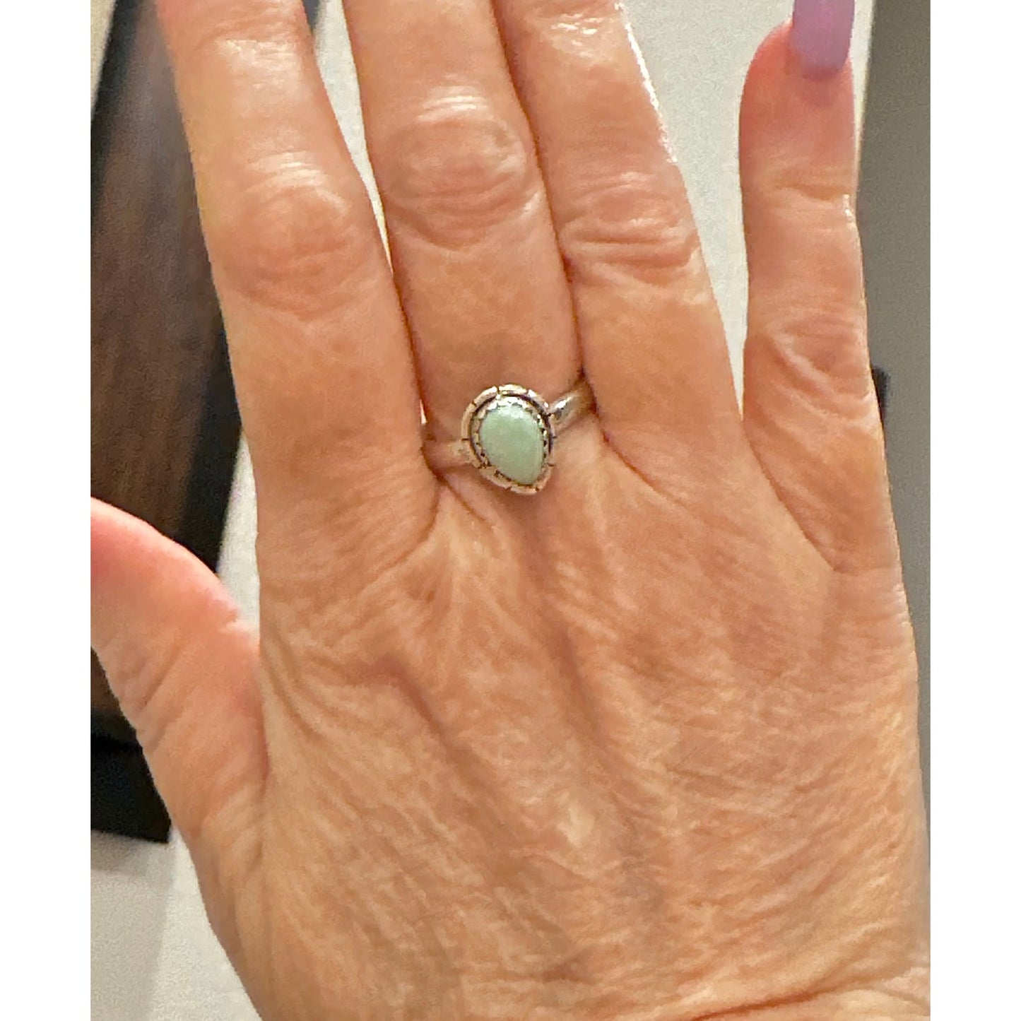 Paloma Turquoise | Teardrop | Dainty Sterling Silver Ring | Size 9.25