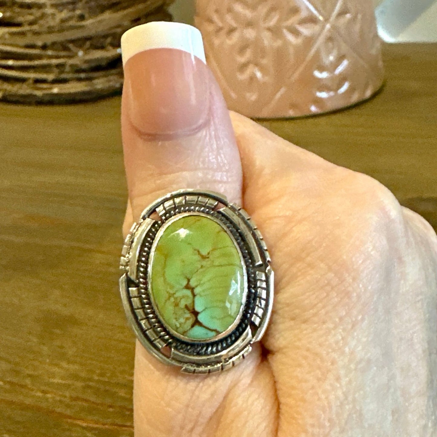 Mint Green Mohave Turquoise Sterling Ring Size 7