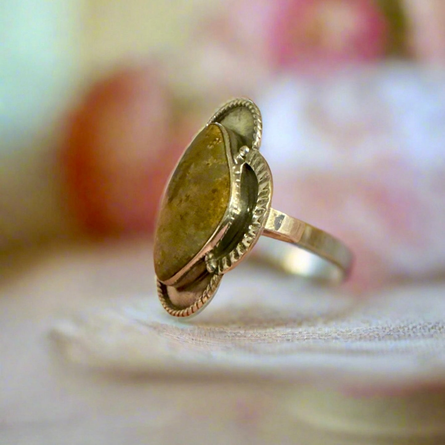 Green Brown Turquoise Southwestern Ring Adjustable